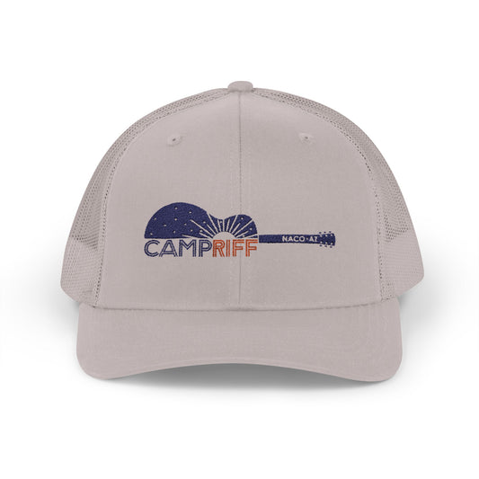 Camp Riff Guitar Snapback Trucker Cap - Perfect for Music Lovers and Outdoor Adventures