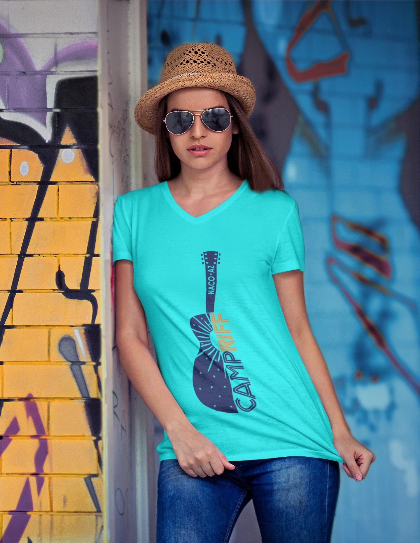 Ladies V-Neck Camp Riff Shirt